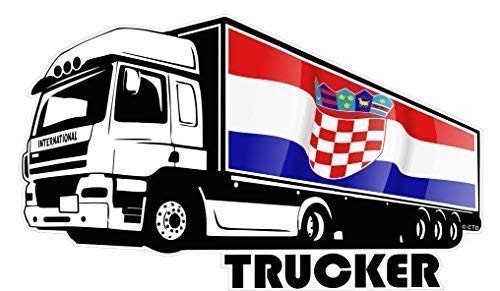 Internationales Lkw Driver Fernlastfahrer Motiv mit Kroatien Kroatien Flagge Vinyl Autoaufkleber 160x95mm von CT Design