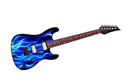 Kühl E-Gitarre Design mit blau Flammen 'Fire Motiv Vinyl Autosticker Aufkleber 150x50mm von CT Design