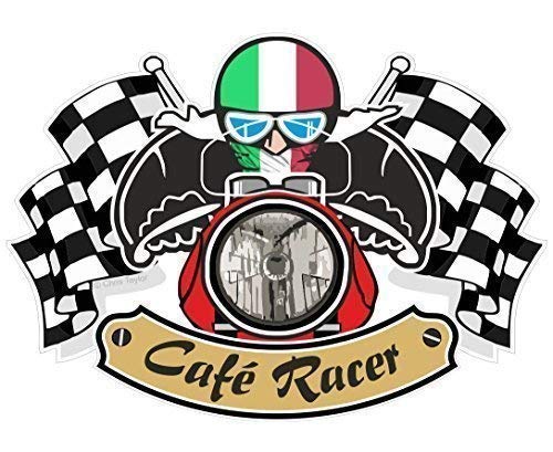 Retro Cafe Racer Ton Oben Biker Design Mit Italien Il Tricolore Flagge für Italienische Fahrrad Vinyl Auto Fahrradhelm Aufkleber 90x65mm von CT Design