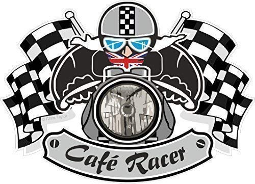 Retro Cafe Racer Ton Up Britische Biker & Karierte Flaggen Design Vinyl Aufkleber Bobber Etc 90x65mm von CT Design