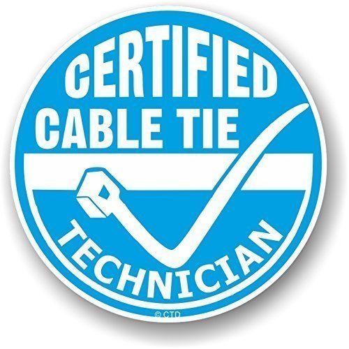 CTD Autoaufkleber „Certified Cable Tie Technician“ für Mechaniker/Handwerker/Elektriker, 100 x 100 mm - Blau/Weiß von CTD