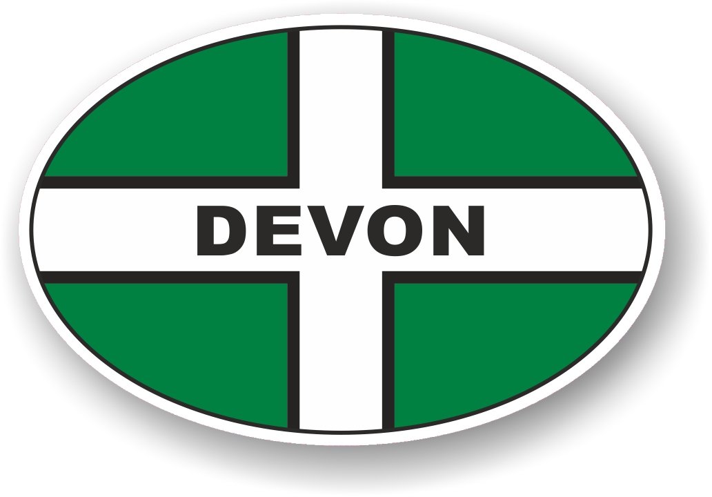 Devon Oval Design mit Devon County Flagge für Motorrad Auto Van Aufkleber 120 x 80 mm von CTD