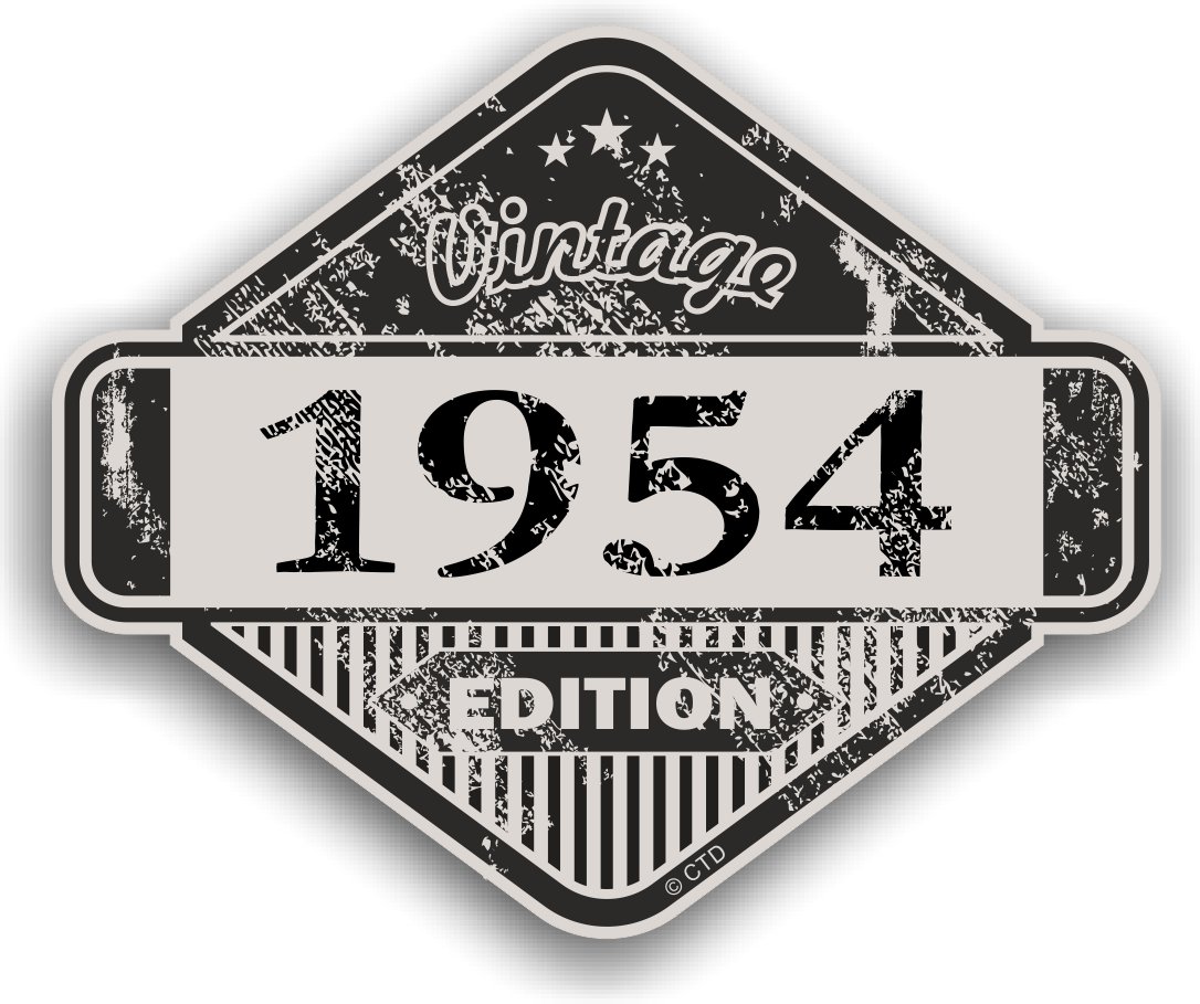 Distressed Aged Vintage 1954 Edition Classic Retro Vinyl Auto Motorrad Cafe Racer Helm Aufkleber Aufkleber Badge 85 x 70 mm von CTD