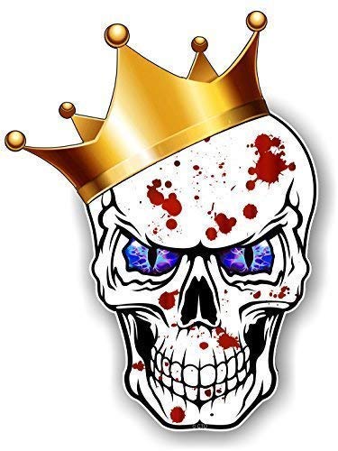 Gothic King of Totenkopf Design Tragen Crown mit Blauem Böse Augen und Blutspritzer Motiv für Hip Hop Skate Board & Rapper Vinyl Auto Aufkleber 115x85mm by CTD von CT Design