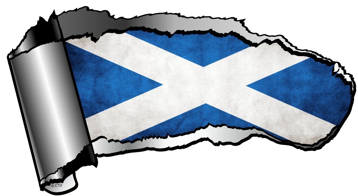 Große Neuheit Torn Ripped Offene Gash Metall Effekt Auto Aufkleber Aufkleber zu enthüllen Schottland schottischen Flagge Design 195 x 105 mm von CTD