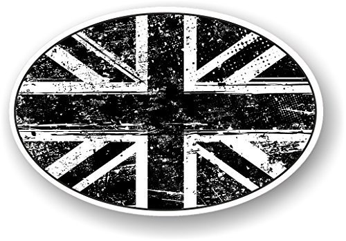 CTD Grunge Oval Design mit Aged B & W Union Jack Britische Flagge Motiv für Motorrad Auto Van Aufkleber 120 x 80 mm von CTD