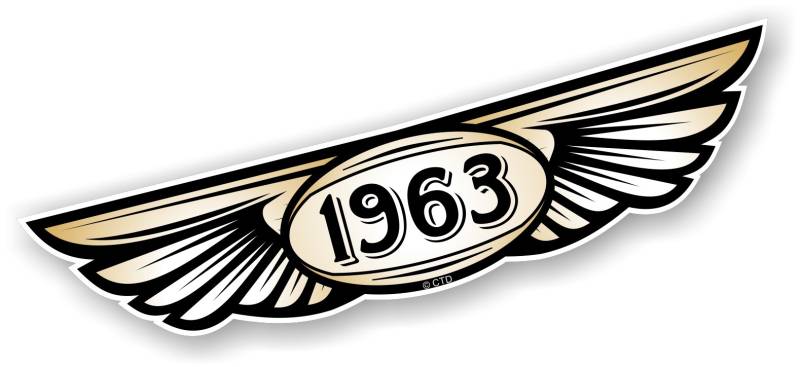 Jahr datiert 1963 Traditionelle geflügelten Emblem Design für Motorrad Biker Helm Auto-Aufkleber Vinyl Aufkleber 130 x 30 mm von CTD