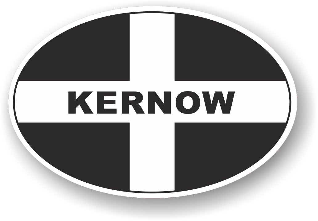 CTD Autoaufkleber mit der Aufschrift „Kernow“, oval, Cornwall-Flaggen-Motiv, mit St. Piran-Flagge, für Motorrad, Lieferwagen, 120 x 80 mm von CTD