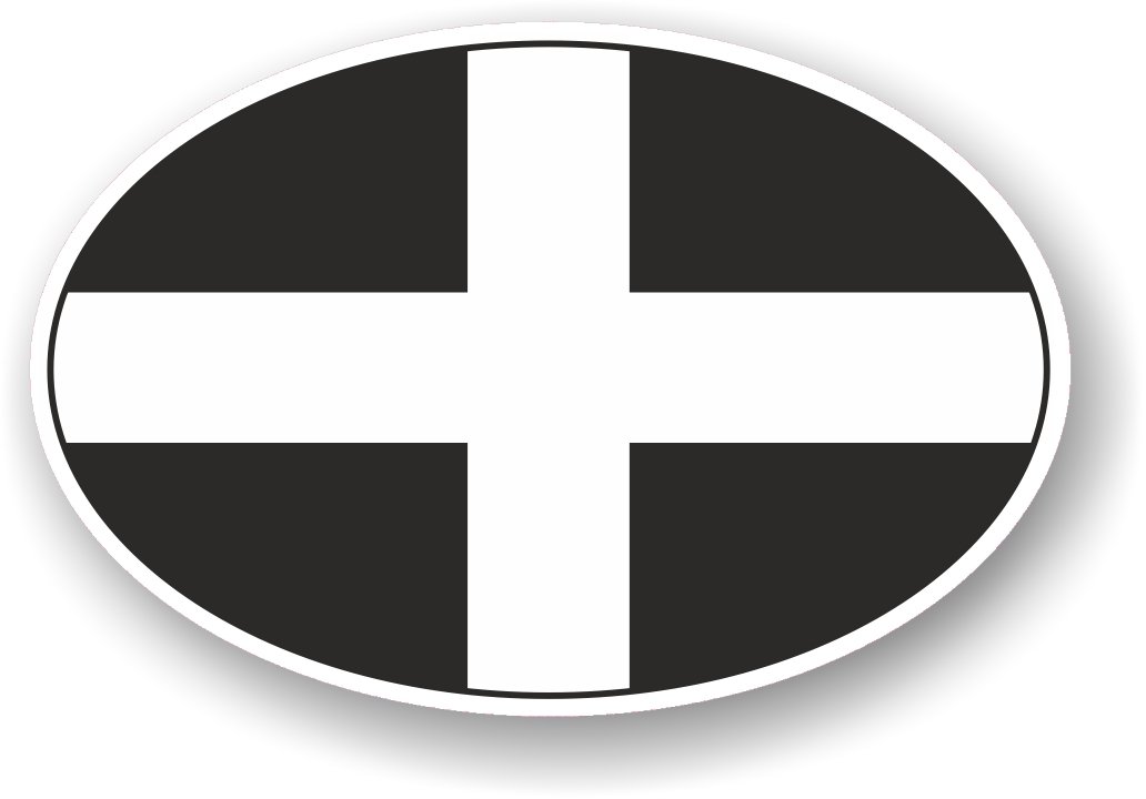 CTD Kfz-Aufkleber/Heckscheibensticker, ovale Form, Design: Flagge von Cornwall (GB), 120 x 80 mm von CTD