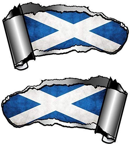 Kleine Autoaufkleber im Autoriss-Effekt mit schottischer Flagge, Metall-Effekt, 93 x 50 mm, 2 Stück von CTD