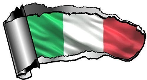 Auto-Aufkleber, zerrissener Ripped Open Gash, Metall-Effekt, italienische Flagge von il Tricolore, 140 x 75 mm von CTD