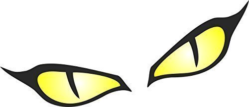 Paar Evil Eye Augen Design in Gelb für Motorrad Biker Helm Auto Aufkleber 80 x 40 mm je von CTD