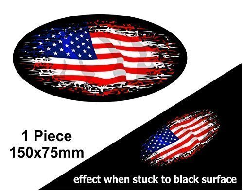 Aufkleber für Motorradhelm, Auto, verblasst bis schwarz, oval, mit amerikanischen Sternen und Streifen, US-Flagge, 150 x 75 mm von CTD