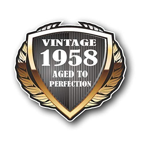 Vintage 1958 Aged To Perfection Golden Shield Jahr datiert Design Neuheit Auto-Motorrad vinyl Aufkleber Aufkleber Emblem 100 x 90 mm von CTD