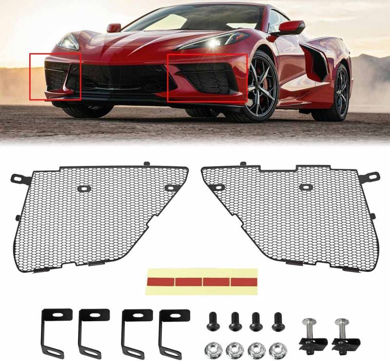 CTDOESO 2 Stück Front Kühlerschutzgitter Auto Kühlergrill Lüftungsgitter Einsatz Mesh-Set Karosserie Stoßstange OEM-Stil vorderer äußerer Grill Zubehör Ersatz für Corvette C8 C8.R 2020-2023 von CTDOESO