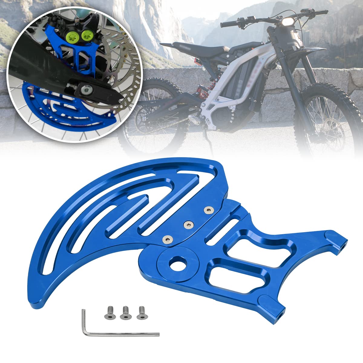 CTDOESO Billet Aluminium CNC 6061 Kettenradschutzabdeckung Hinterer Scheibenschutz Rotoradapter Bremssattelschutz für Sur-Ron MX und X Bike und für Segway X260 (Blau) von CTDOESO