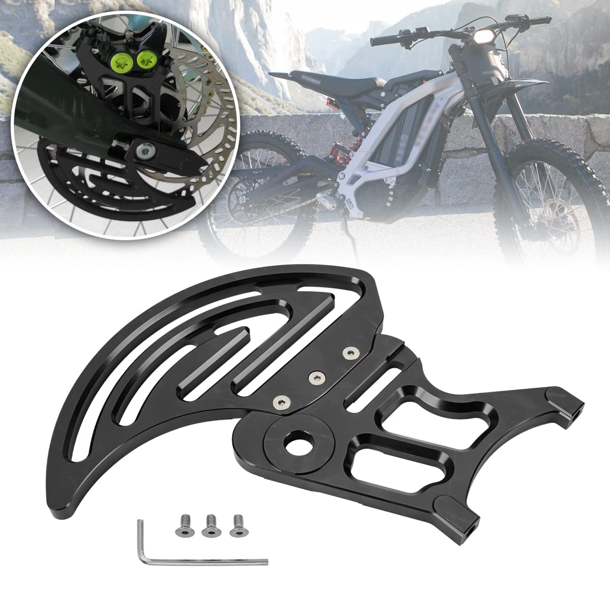 CTDOESO Billet Aluminium CNC 6061 Kettenradschutzabdeckung Hinterer Scheibenschutz Rotoradapter Bremssattelschutz für Sur-Ron MX und X Bike und für Segway X260 (Schwarz) von CTDOESO