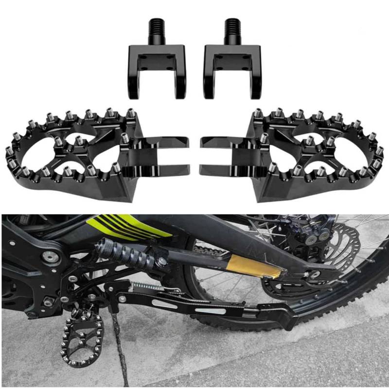 CTDOESO Motorrad Fußrasten, CNC Dirt Bike Fußrasten Fußrasten Fußpedale Fußbrett Bodenplatte Halterung für Sur Ron S/X Light Bee für Segway X260 X160 (Schwarz) von CTDOESO