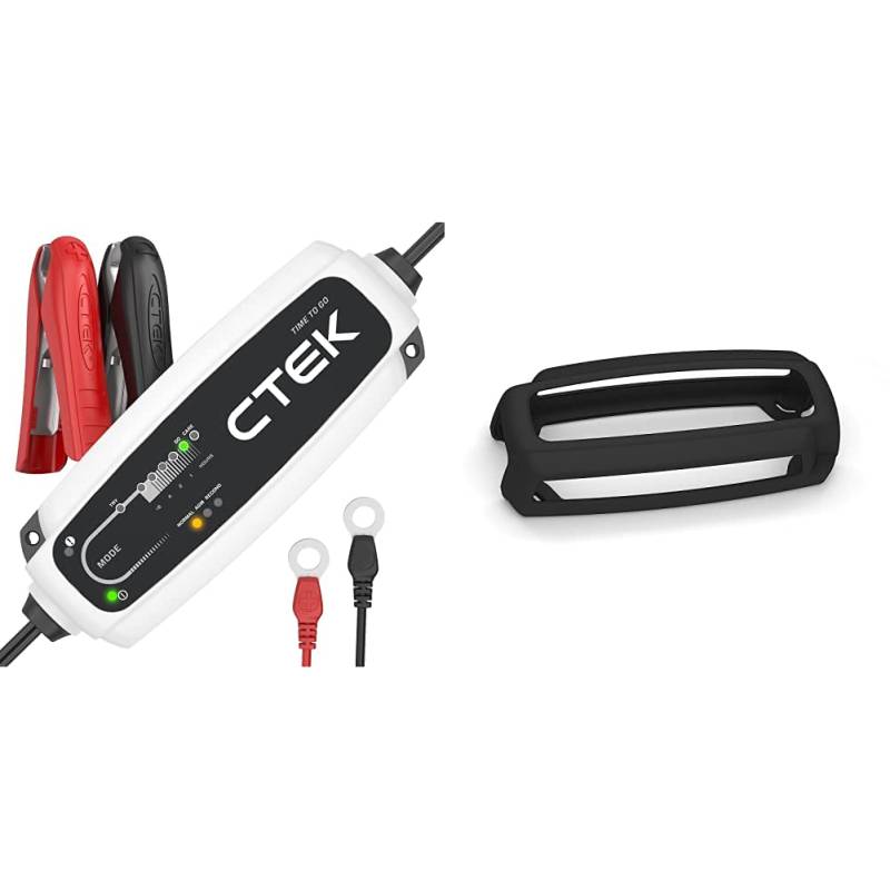 CTEK 40-161 CT5 to Time to Go - Vollautomatisches Batterieladegerät mit Coutdown-Display 12V, 5 Amp & Protect Bumper: Rutschfester Gummischutz für Ihr CTEK Batterieladegerät - Perfekter Schutz von CTEK