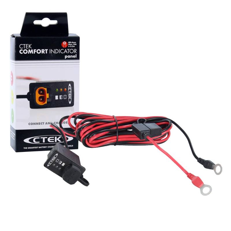 CTEK INDICATOR PANEL 3,3 M, LED-Anzeige zur Anzeige des Batterieladezustands, zeigt an, wann es Zeit zum Aufladen ist, für alle 12 V Blei-Säure-Batterien für Autos, Motorräder & andere von CTEK