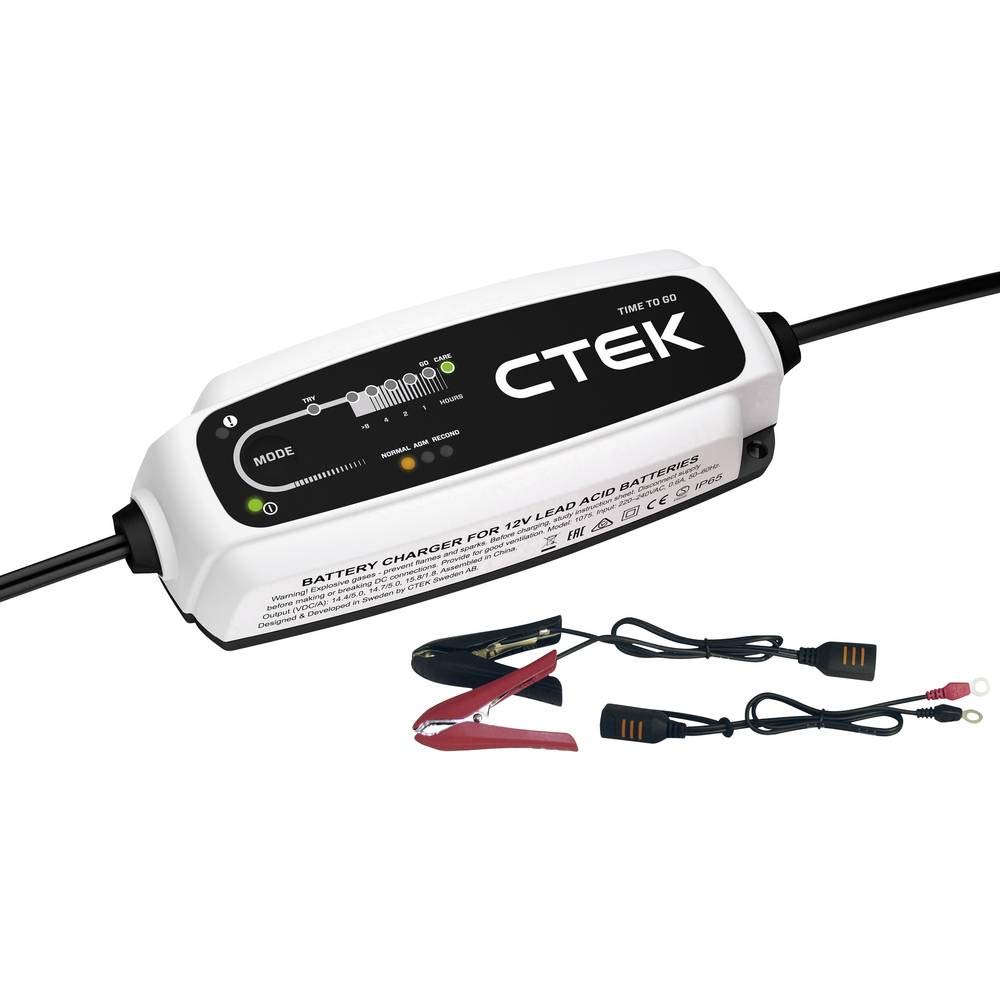 CTEK CT5 Time To Go, Batterieladegerät 12V, Batteriepfleger Mit Countdown-Funktion, Startanzeige, Eingebaute Temperaturkompensation, Entsulfatierungsprogramm, Rekonditionierungsmodus Und AGM-Option von CTEK