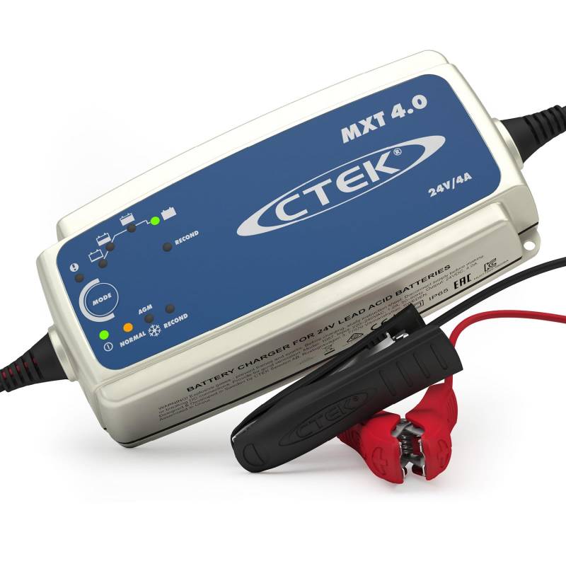CTEK MXT 4.0 Batterieladegerät 24V, 8-Stufiges Ladegerät Für Kleinere 24V-Batterien In Nutzfahrzeugen, Rollstühlen, Pistenmaschinen Und Industriereinigern, Rekonditionierung Und AGM-Modus von CTEK