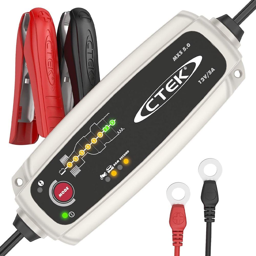 CTEK MXS 5.0, Batterieladegerät 12V, Temperaturkompensation, Intelligentes Ladegerät Autobatterie, Ladegerät Auto Und Motorrad, Batteriepfleger Mit Rekonditionierungsmodus Und AGM-Option von CTEK