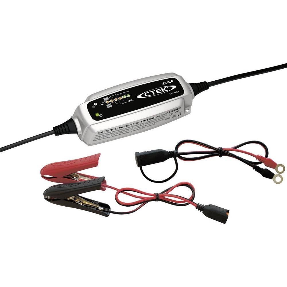 CTEK XS 0.8, Batterieladegerät 12V, Erhaltungsladegerät, Intelligentes Ladegerät Motorrad, Jetski,Motorschlitten, Wasserfahrzeug, Rasenmäher, Batteriepfleger Mit Entsulfatierungsprogramm, Schwarz/Rot von CTEK