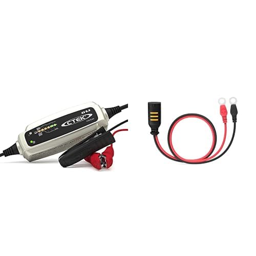 CTEK XS 0.8 - Vollautomatisches Batterie-Ladeerhaltungsgerät (Zur Langezeit-Erhaltung von Batterien) 12V, 0,8 A - EU Stecker & Comfort Connect Direct Connect Adapter (M6 Muttern), 40cm Kabellänge von CTEK