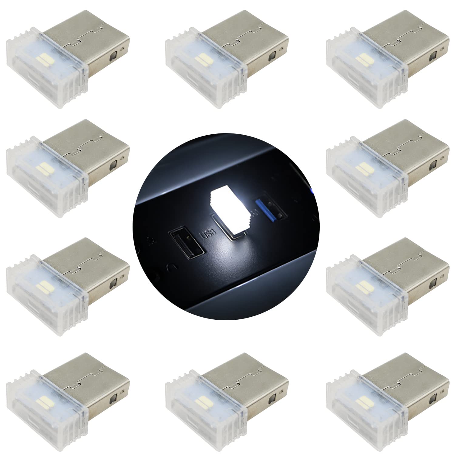 Auto Atmosphäre Licht, USB LED Licht Auto Atmosphäre, Mini Tragbar Atmosphäre Licht,Auto USB Beleuchtung, Mini USB Light Car (Weiss) von CTRICALVER