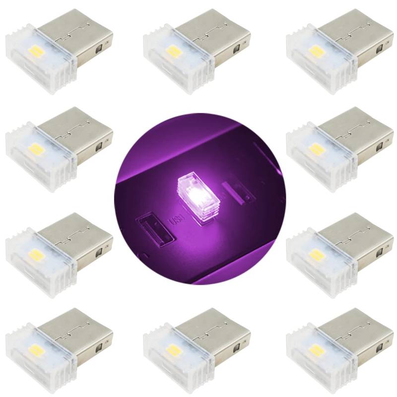 LED Atmosphäre Licht, Universal Mini LED USB-Leuchten, USB Auto Beleuchtung, Auto USB Innenbeleuchtung (Pink Lila) von CTRICALVER