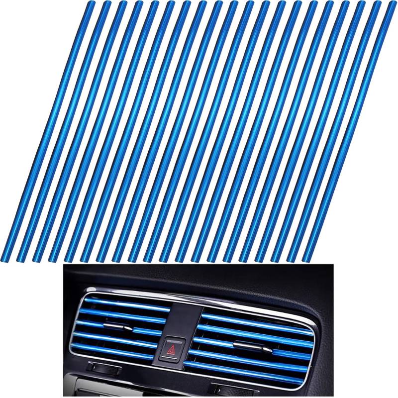 CTRICALVER 20cm Auto Luftauslass Dekoration (20Pcs), DIY-Dekoration, Chrom Auto Klimaanlage Luftauslass Zierleiste Leiste Decor Zubehör, zubehör für den autoinnenraum (Galvanik blau) von CTRICALVER