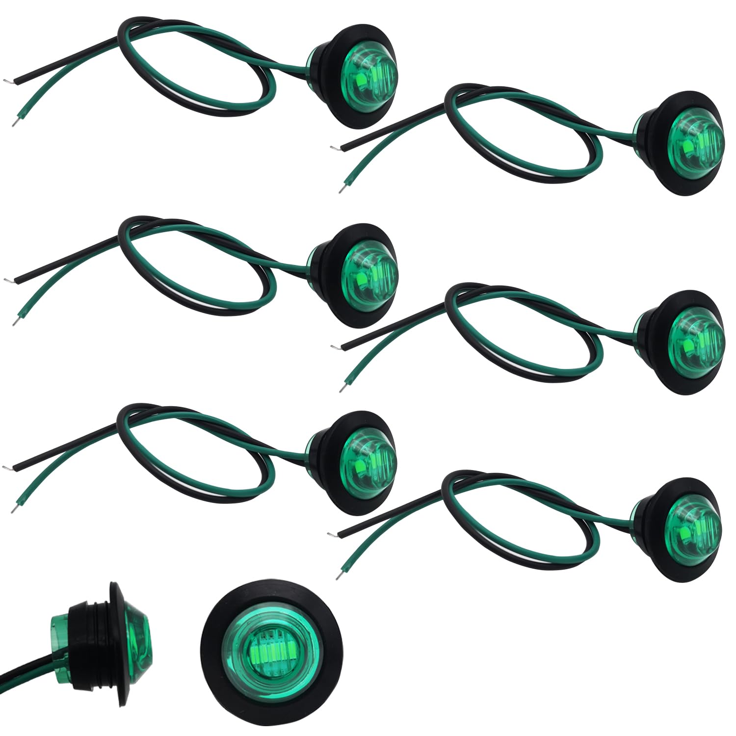 CTRICALVER 6 Stück LED Seitenleuchten, 3/4 Zoll LED Positionsleuchte Geeignet für LKW, Wohnmobile, Anhänger und Transporter, Grün Wasserdichte Runde Seitenmarkierungsleuchte CTRICALVER 6 Stück LED Seitenleuchten, 3/4 Zoll LED Positionsleuchte Geeignet für LKW, Wohnmobile, Anhänger und Transporter, Grün Wasserdichte Runde Seitenmarkierungsleuchte von CTRICALVER
