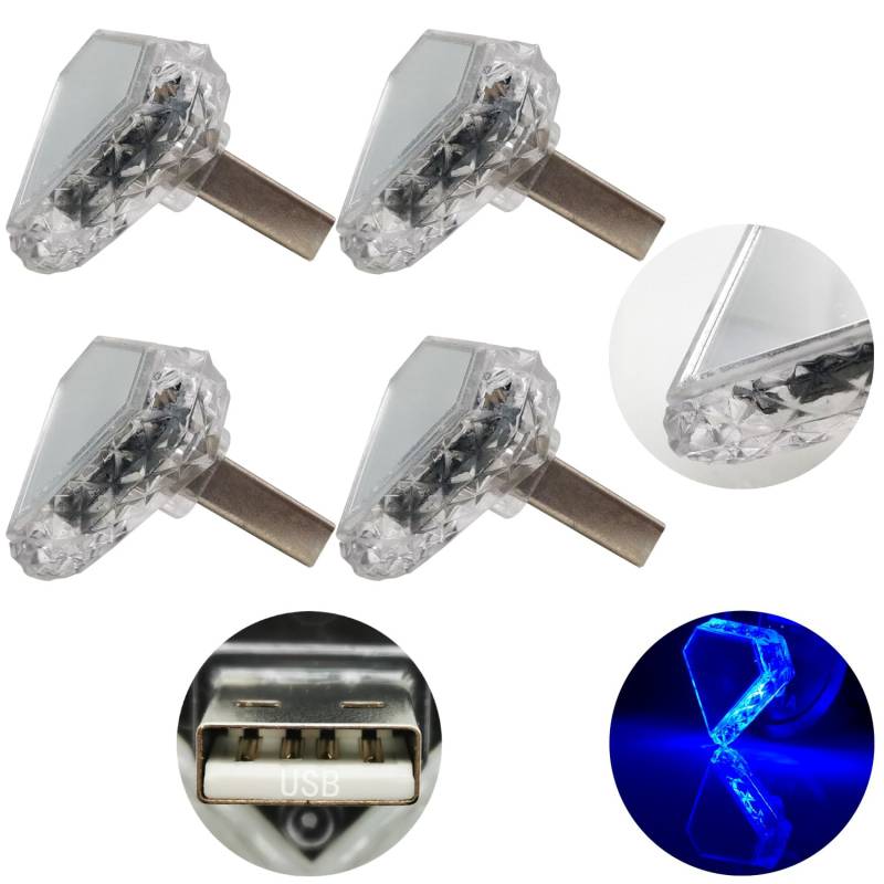 Auto-Atmosphärenlicht CTRICALVER USB-Dreieck (Touch) Blau (4Pcs) 5V/1A kleines Notlicht PC-Material Nachtlicht geeignet für Verschiedene USB-Buchsen wie Powerbanks und Autos von CTRICALVER