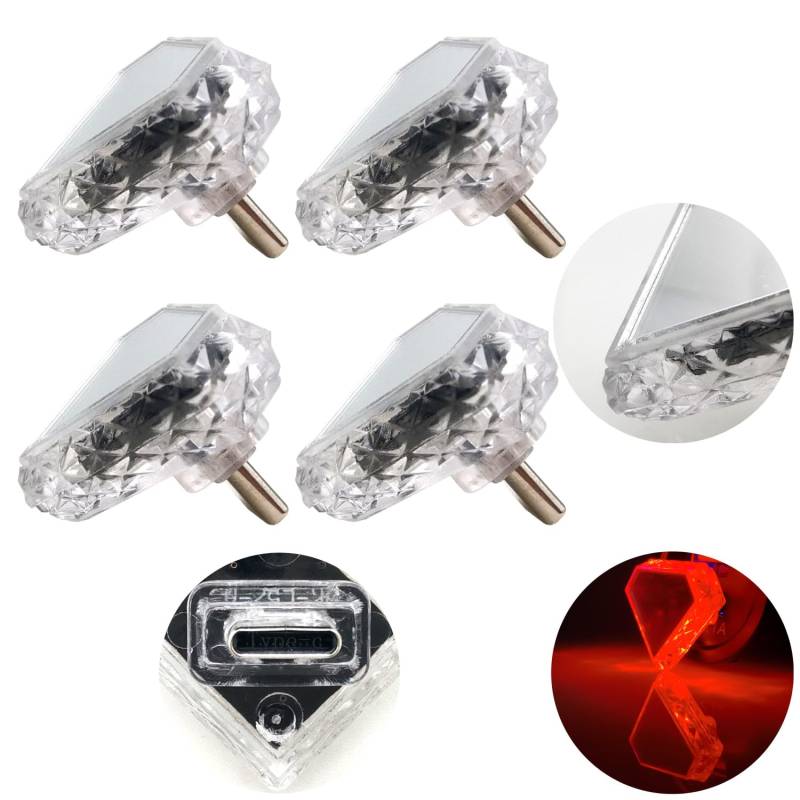 CTRICALVER Auto-Innenbeleuchtung Umgebungslicht Typ-C-Dreieck (Touch) rot (4Pcs) 5 V/1 A kleines Notlicht PC-Material geeignet für verschiedene Typ-C-Steckdosen wie mobile Netzteile und Autos von CTRICALVER