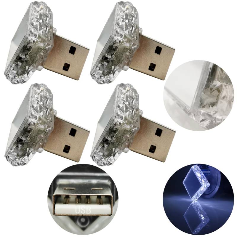 CTRICALVER Mini-Nachtlicht USB Rhombus (Touch) weiß (4Pcs) 5V/1A kleines Notlicht USB-Umgebungslicht PC-Material geeignet für verschiedene USB-Buchsen wie Powerbanks und Autos von CTRICALVER