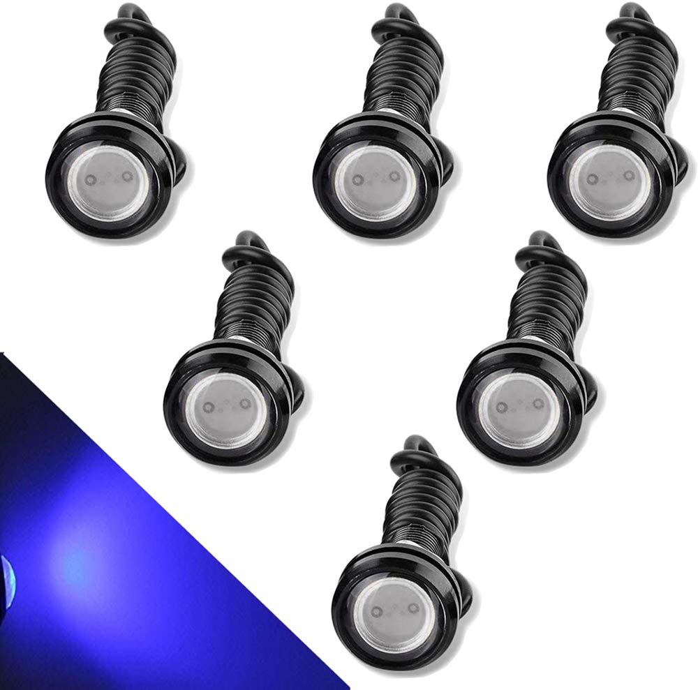 CTRICALVER Eagle Eye Light, 9 Watt 18 mm Auto Motorrad DRL Tagfahrlicht Nebelscheinwerfer Rückfahrscheinwerfer 12V Wasserdicht (bleu 6PCS) von CTRICALVER