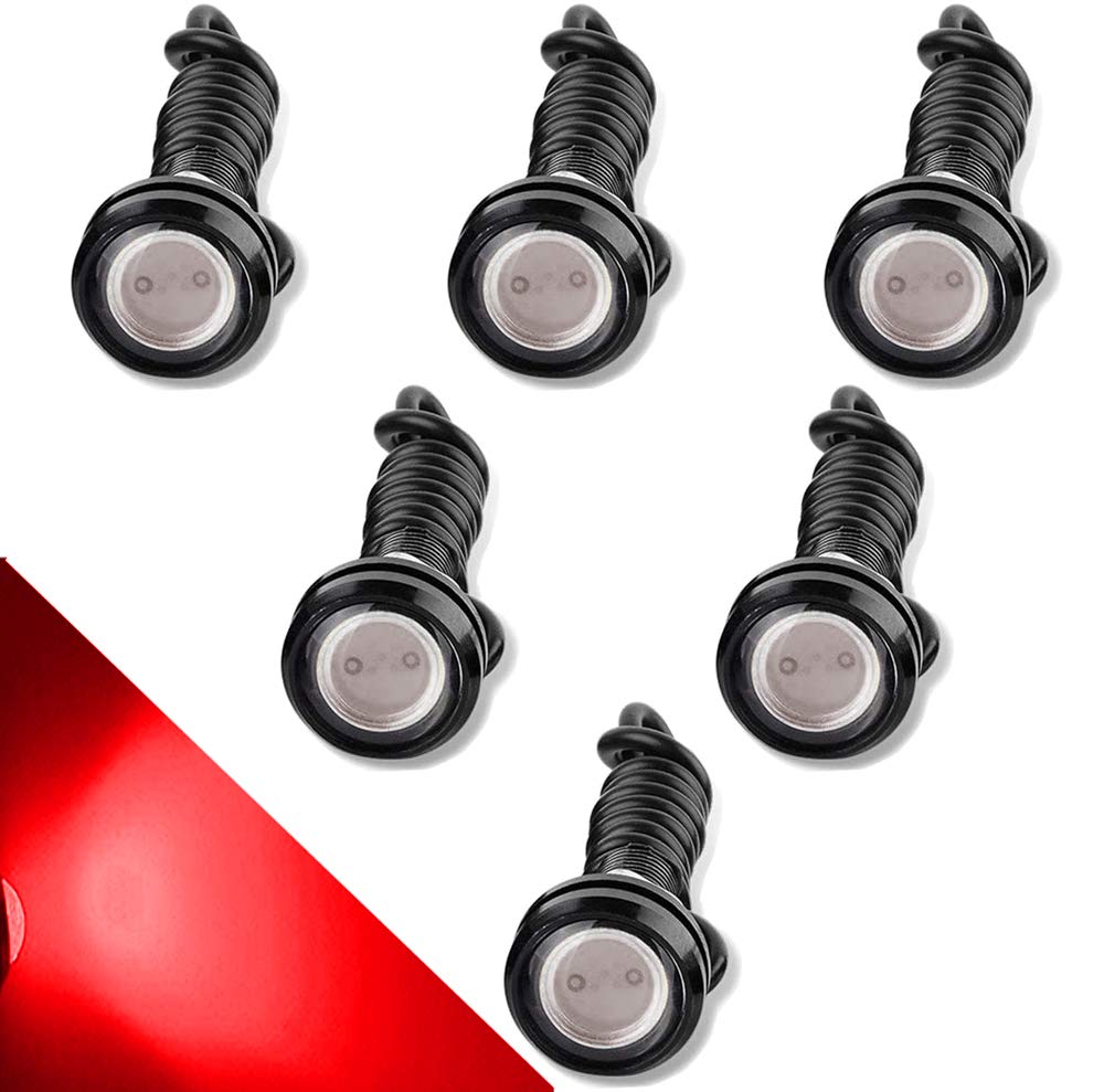 CTRICALVER Eagle Eye Light, 9 Watt 18 mm Auto Motorrad DRL Tagfahrlicht Nebelscheinwerfer Rückfahrscheinwerfer 12V Wasserdicht (rot 6PCS) von CTRICALVER