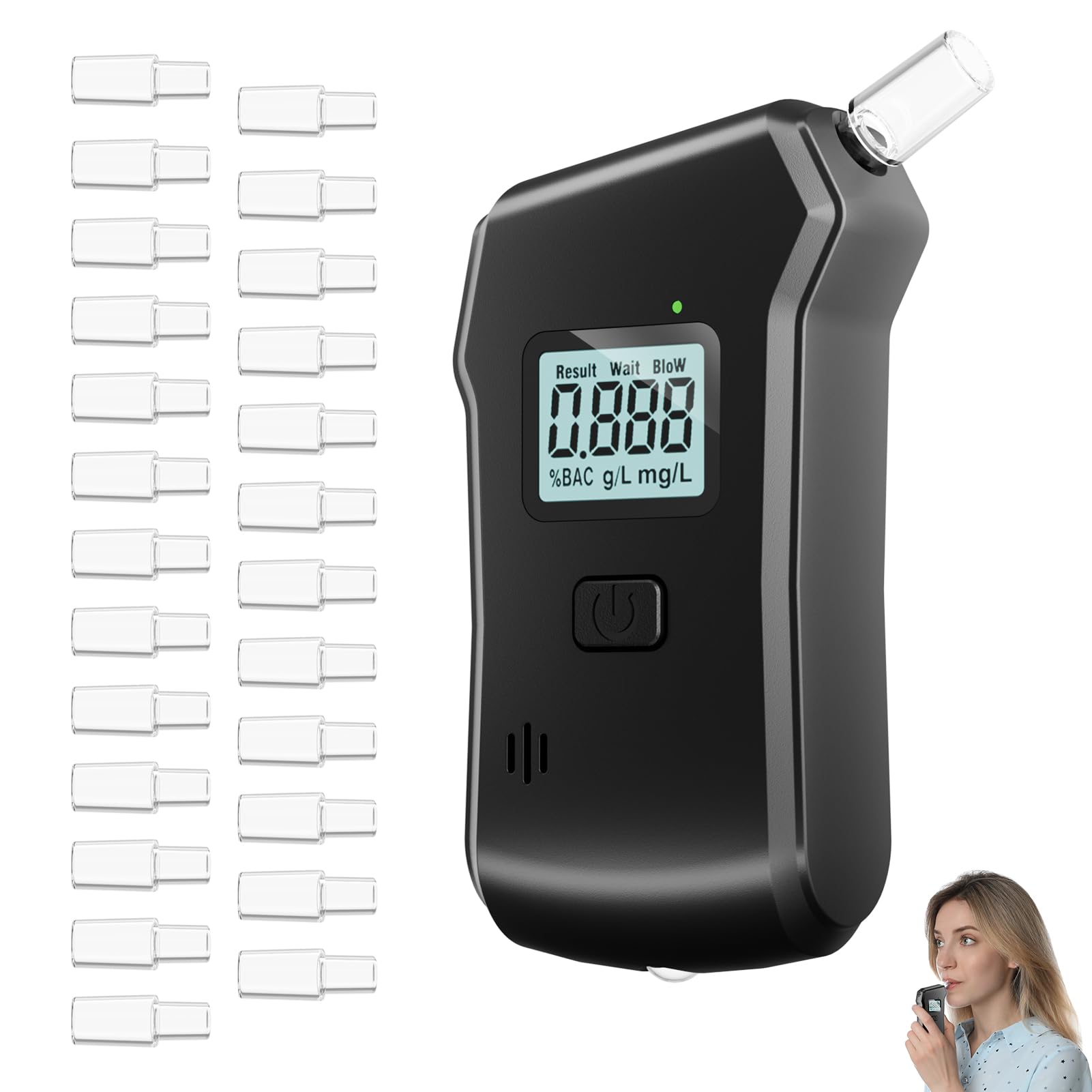Alkoholtester, Promillemessgerät, Alkoholtester Polizeigenau mit 25 Mundstücken, Professioneller Alkoholmessgerät mit Digitaler Blauer LCD-Anzeige, Tragbarer Alkomat für den Heim und Partygebrauch Alkoholtester, Promillemessgerät, Alkoholtester Polizeigenau mit 25 Mundstücken, Professioneller Alkoholmessgerät mit Digitaler Blauer LCD-Anzeige, Tragbarer Alkomat für den Heim und Partygebrauch von CUBTEM