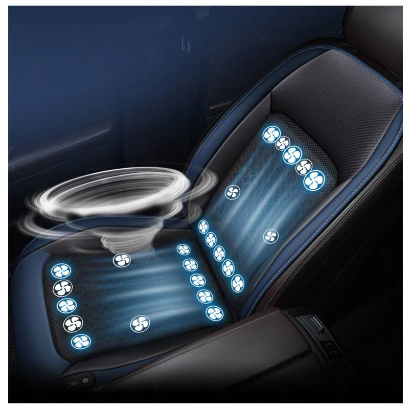 CUCUKAKA Cooling Car Seat Cover, mit 24 Fans, 12v/24v, 3 Kühlstufen Autositzauflage Vordersitze Autositzauflage Vordersitze für Auto LKW Van,Blue-24V von CUCUKAKA