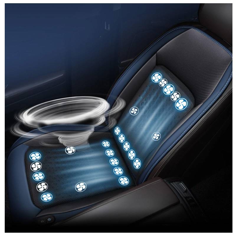 CUCUKAKA Cooling Car Seat Cover, mit 24 Ventilatoren 3 einstellbare Windgeschwindigkeiten Autositzauflage Cooling Car Seat für Auto LKW SUV RV,Blue-12V von CUCUKAKA