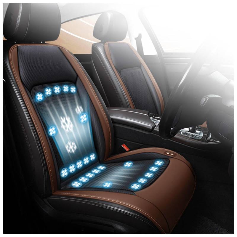 CUCUKAKA Cooling Car Seat Cover, mit 24 Ventilatoren 3 einstellbare Windgeschwindigkeiten Autositzauflage Sitzauflage Auto für Auto LKW Van,Brown-24V von CUCUKAKA