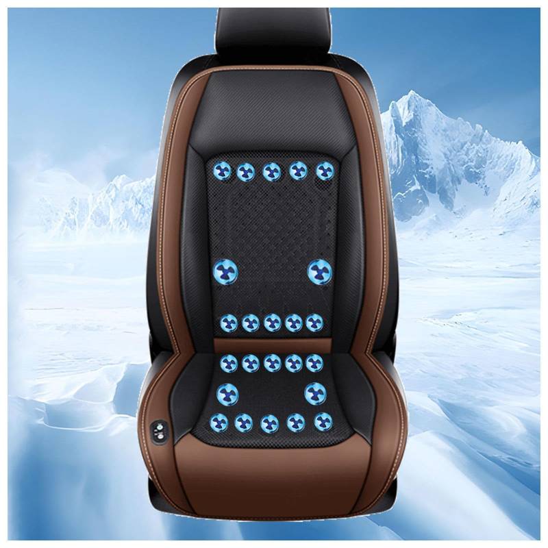 CUCUKAKA Cooling Car Seat Cover, mit 24 Ventilatoren 3 einstellbare Windgeschwindigkeiten Sitzauflage Auto Vordersitze Sitzbelüftung für Auto LKW SUV RV,Brown-12V von CUCUKAKA