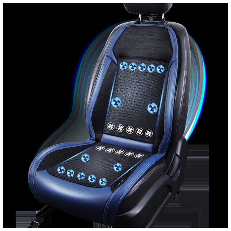 CUCUKAKA Cooling Car Seat Cover, mit 24 Ventilatoren 3 einstellbare Windgeschwindigkeiten Sitzauflage Kühlung Cooling Car Seat Cover für Auto LKW SUV RV,Blue-12V von CUCUKAKA