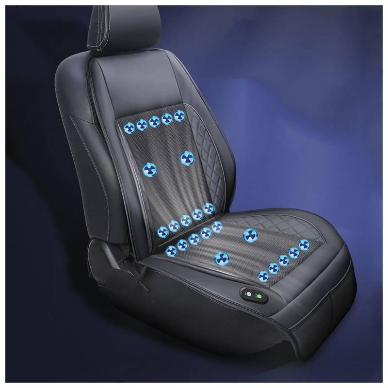 CUCUKAKA Klima Sitzauflage Auto, mit 24 Ventilatoren 3 einstellbare Windgeschwindigkeiten Cooling Car Seat Cover Autositzauflage Vordersitze für Auto LKW Van,Black-12V von CUCUKAKA