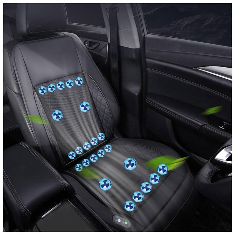 CUCUKAKA Klima Sitzauflage Auto, mit 24 Ventilatoren 3 einstellbare Windgeschwindigkeiten Cooling Car Seat Cover Sitzauflage Kühlung für Auto LKW SUV RV,Black-24V von CUCUKAKA