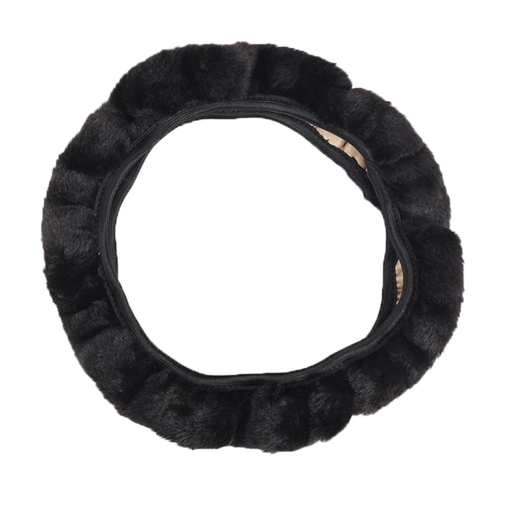 CUEMOON Auto Lenkrad Abdeckung, Plüsch Lenkrad Abdeckung, Universal Auto Lenkrad Abdeckung, Automobil Winter Zubehör, rutschfest und warm, 38cm, Schwarz CUEMOON Auto Lenkrad Abdeckung, Plüsch Lenkrad Abdeckung, Universal Auto Lenkrad Abdeckung, Automobil Winter Zubehör, rutschfest und warm, 38cm, Schwarz von CUEMOON