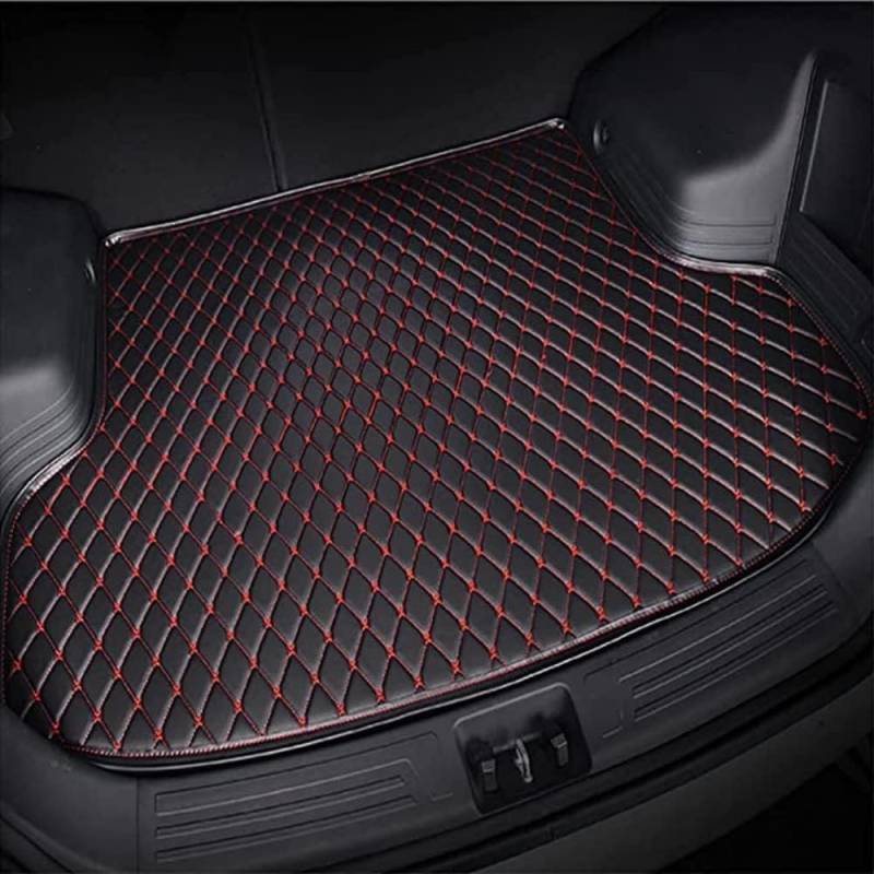 Auto Leder Kofferraummatten für VW Tiguan II 2016-2020, Autoteppich Kofferraumwanne Antirutschmatte Kofferraumschutz Kratzfeste Interieur Zubehör,C Black-Red von CUPLES