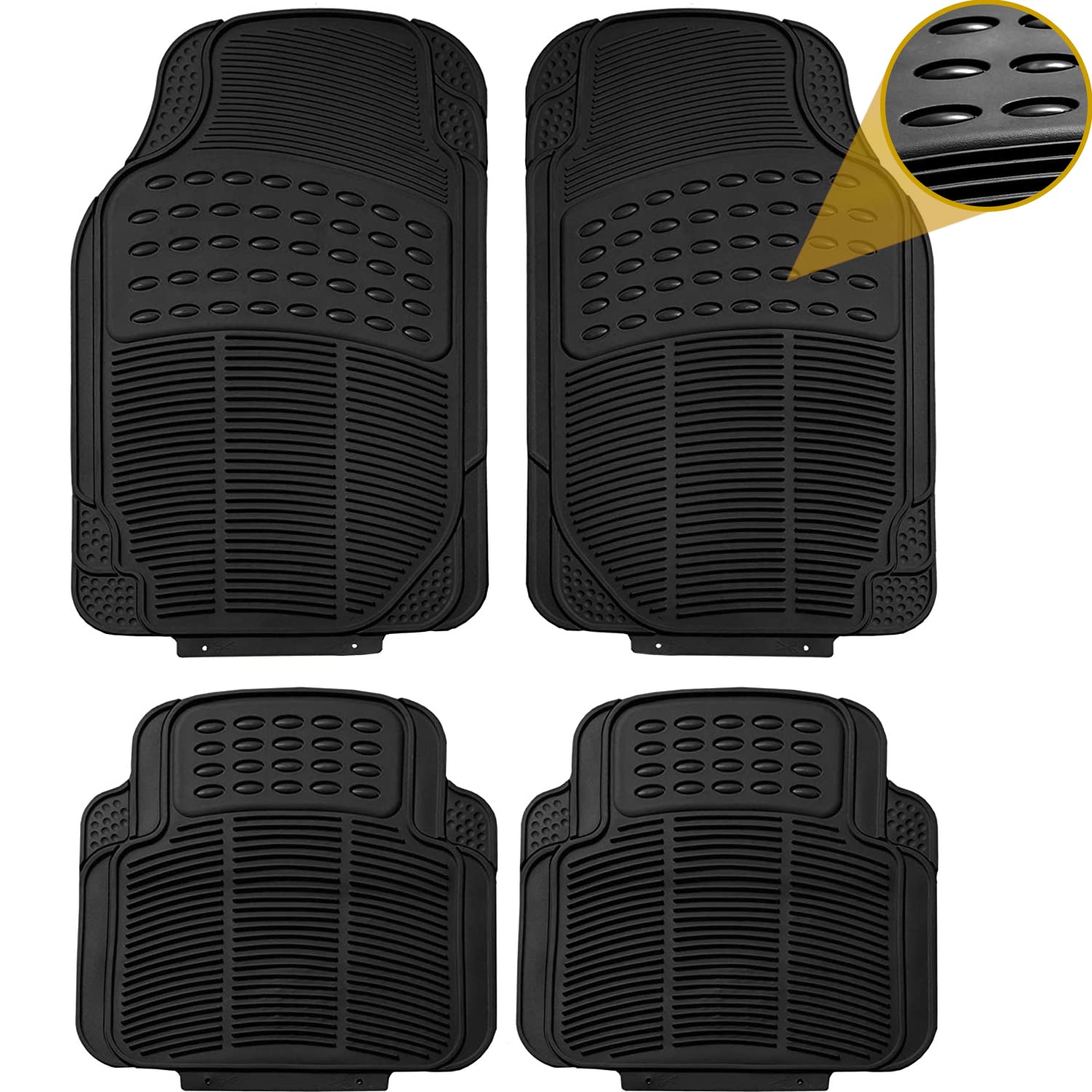 CUQOO 4 Stück Universal Gummi Automatten Heavy Duty rutschfeste Allwettermatten für PKW SUV LKW Vans Wasserdicht Leicht zu reinigen mit tiefen Rillen Design für zusätzliche Haltbarkeit CUQOO 4 Stück Universal Gummi Automatten Heavy Duty rutschfeste Allwettermatten für PKW SUV LKW Vans Wasserdicht Leicht zu reinigen mit tiefen Rillen Design für zusätzliche Haltbarkeit von CUQOO
