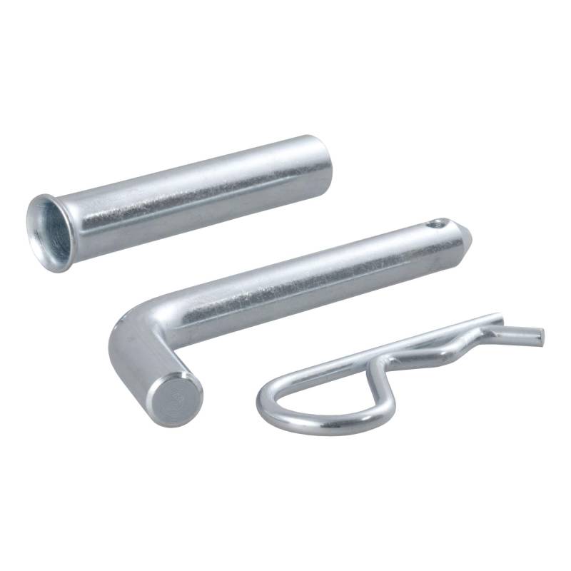 CURT 21502 Anhängerkupplungsstift & Clip, 1/2 Zoll Durchmesser mit 5/8 Zoll Adapter, passend für 1-1/4 oder 2 Zoll Empfänger, Silber von CURT